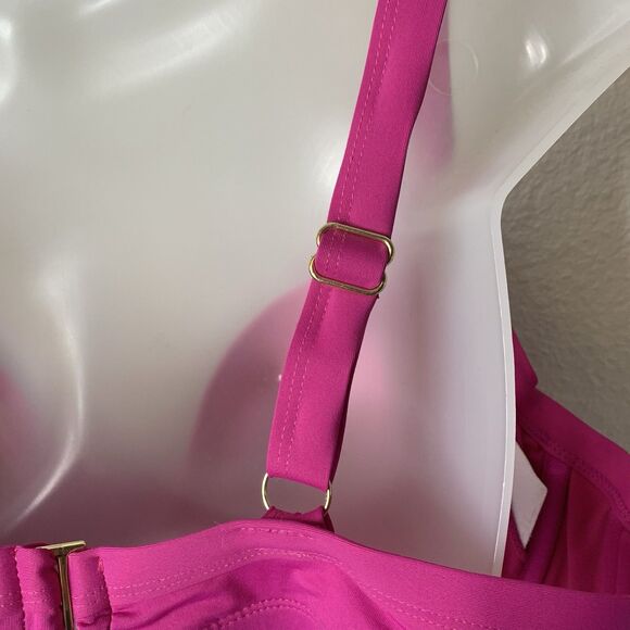 CATALINA Swimwear Bikini Twist Top Women's Plus 1X Underwire Hot Pink Padded NWT - Picture 11 of 11